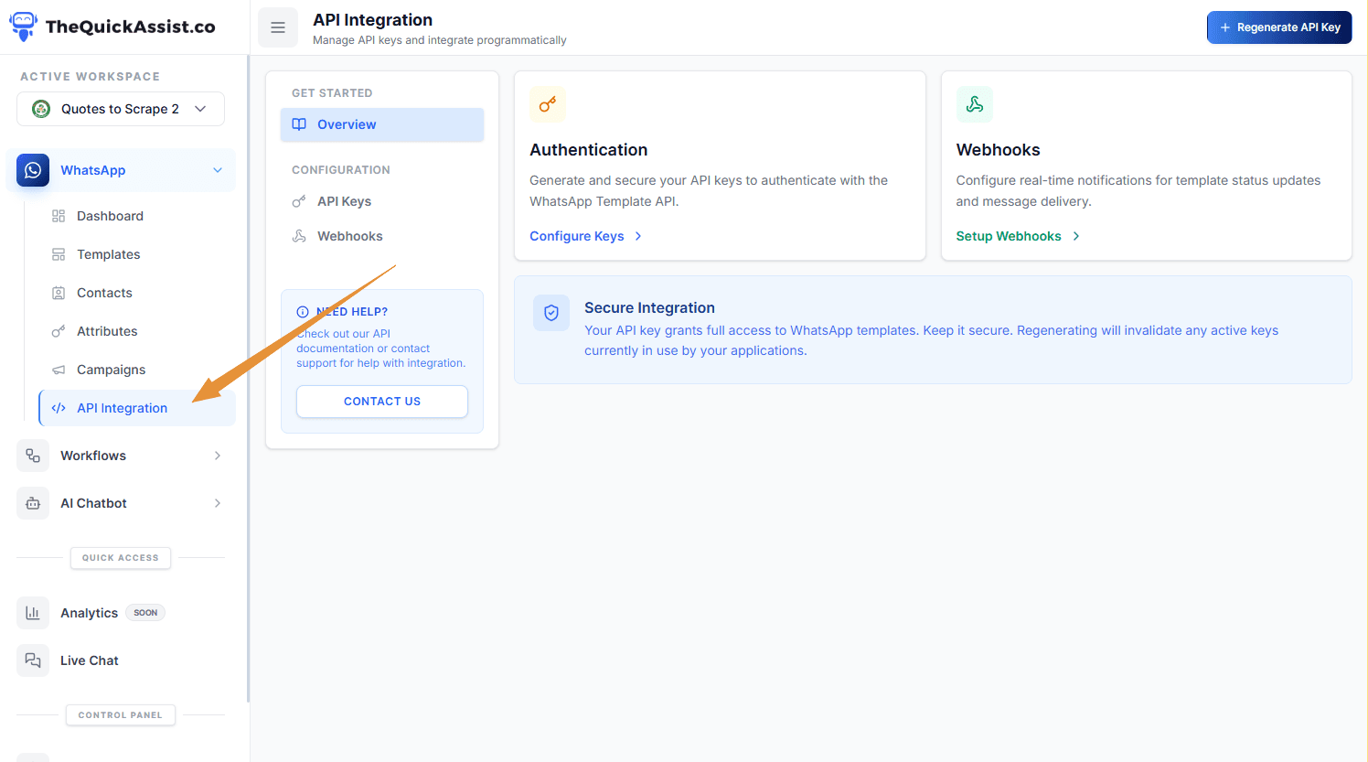 API Integration Tab